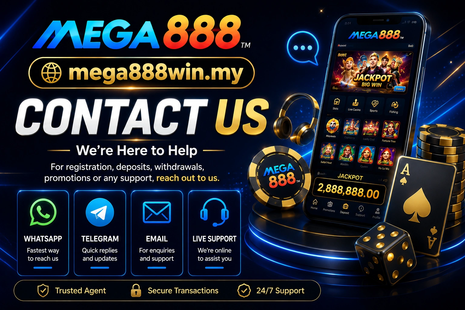 Contact MEGA888 WIN support